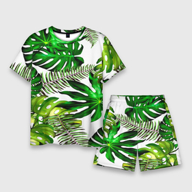 Мужской костюм с шортами 3D с принтом ГАВАЙСКИЕ ЛИСТЬЯ ,  |  | Тематика изображения на принте: summer | tropic | жара | летний | лето | отдых | пальмы | природа | текстура | тропикано | тропики