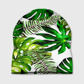 Шапка 3D с принтом ГАВАЙСКИЕ ЛИСТЬЯ , 100% полиэстер | универсальный размер, печать по всей поверхности изделия | summer | tropic | жара | летний | лето | отдых | пальмы | природа | текстура | тропикано | тропики