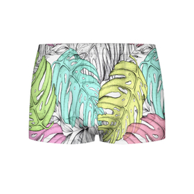 Мужские трусы 3D с принтом ТЕКСТУРА ТРОПИКИ в Тюмени, 50% хлопок, 50% полиэстер | классическая посадка, на поясе мягкая тканевая резинка | Тематика изображения на принте: summer | tropic | жара | летний | лето | отдых | пальмы | природа | текстура | тропикано | тропики