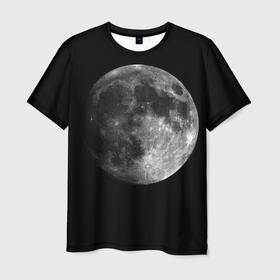 Мужская футболка 3D с принтом Луна в Санкт-Петербурге, 100% полиэфир | прямой крой, круглый вырез горловины, длина до линии бедер | астрономия | космос | кратер | луна | лунный | спутник