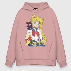 Мужское худи Oversize хлопок с принтом Sailor Moon & Luna в Курске, френч-терри — 70% хлопок, 30% полиэстер. Мягкий теплый начес внутри —100% хлопок | боковые карманы, эластичные манжеты и нижняя кромка, капюшон на магнитной кнопке | Тематика изображения на принте: cat | girl | kitty | luna | moon | sailor moon | sailormoon | девочка | кот | котик | котэ | кошка | луна | мультяшка | сейлормун | сэйлор мун