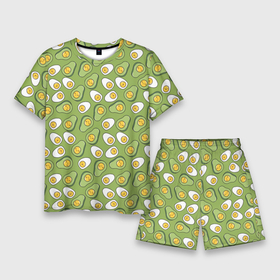Мужской костюм с шортами 3D с принтом Avocado and Eggs ,  |  | avo | avocado | avoegg | egg | eggs | авокадо | яйца