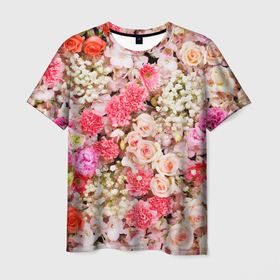 Мужская футболка 3D с принтом Розы | Roses в Кировске, 100% полиэфир | прямой крой, круглый вырез горловины, длина до линии бедер | flora | flower | flowers | pink | rosa | rose | roses | девочке | девушке | красивая | мода | парню | подарок | прикольная | природа | приятная | роза | розовая | розы | стильная | текстура | тренд | флора | цветок | цветочки