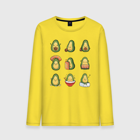 Мужской лонгслив хлопок с принтом Life Avocado в Екатеринбурге, 100% хлопок |  | avocado | casual | trend | авокадо | повседневность | тренд