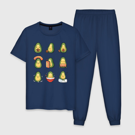 Мужская пижама хлопок с принтом Life Avocado в Новосибирске, 100% хлопок | брюки и футболка прямого кроя, без карманов, на брюках мягкая резинка на поясе и по низу штанин
 | avocado | casual | trend | авокадо | повседневность | тренд