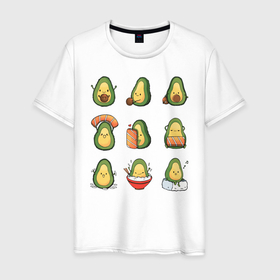 Мужская футболка хлопок с принтом Life Avocado в Санкт-Петербурге, 100% хлопок | прямой крой, круглый вырез горловины, длина до линии бедер, слегка спущенное плечо. | avocado | casual | trend | авокадо | повседневность | тренд