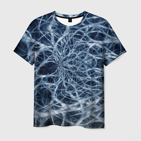 Мужская футболка 3D с принтом Нервная система в Петрозаводске, 100% полиэфир | прямой крой, круглый вырез горловины, длина до линии бедер | big picture | exclusive merch | картинки | клетки | линии | мозг | нейроны | прикольные | пульс | сеть | текстуры | точки | тренды | узоры