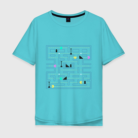 Мужская футболка хлопок Oversize с принтом Pac-Man в Белгороде, 100% хлопок | свободный крой, круглый ворот, “спинка” длиннее передней части | arcade | dendi | game | pac | pac man | pacman | retro | аркада | видеоигра | деньди | дэньди | игра | колобок | пакман | пакмэн | ретро