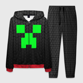 Мужской костюм 3D с принтом MINECRAFT CREEPER в городе Новоалтайск, 100% полиэстер | Манжеты и пояс оформлены тканевой резинкой, двухслойный капюшон со шнурком для регулировки, карманы спереди | block | creeper | cube | minecraft | pixel | блок | геометрия | крафт | крипер | кубики | майнкрафт | пиксели
