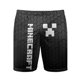 Мужские шорты спортивные с принтом MINECRAFT / МАЙНКРАФТ ,  |  | block | creeper | cube | minecraft | pixel | блок | геометрия | крафт | крипер | кубики | майнкрафт | пиксели