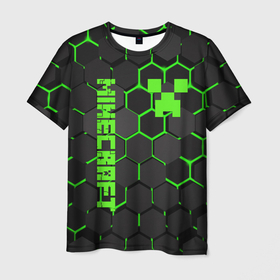 Мужская футболка 3D с принтом MINECRAFT   CREEPER в городе Новоалтайск, 100% полиэфир | прямой крой, круглый вырез горловины, длина до линии бедер | block | creeper | cube | minecraft | pixel | блок | геометрия | крафт | крипер | кубики | майнкрафт | пиксели