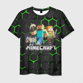 Мужская футболка 3D с принтом MINECRAFT / CREEPER в Екатеринбурге, 100% полиэфир | прямой крой, круглый вырез горловины, длина до линии бедер | block | creeper | cube | minecraft | pixel | блок | геометрия | крафт | крипер | кубики | майнкрафт | пиксели