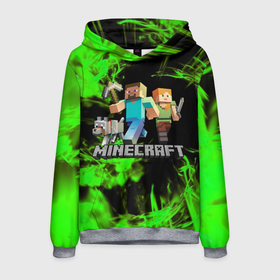 Мужская толстовка 3D с принтом MINECRAFT МАЙНКРАФТ в городе Новоалтайск, 100% полиэстер | двухслойный капюшон со шнурком для регулировки, мягкие манжеты на рукавах и по низу толстовки, спереди карман-кенгуру с мягким внутренним слоем. | block | creeper | cube | minecraft | pixel | блок | геометрия | крафт | крипер | кубики | майнкрафт | пиксели