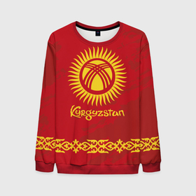 Мужской свитшот 3D с принтом Киргизия , 100% полиэстер с мягким внутренним слоем | круглый вырез горловины, мягкая резинка на манжетах и поясе, свободная посадка по фигуре | Тематика изображения на принте: asia | coat of arms | kyrgyz republics | kyrgyzstan | ornament | state | азия | герб | государство | киргизия | киргизская республика | кыргыз республикасы | кыргызстан | орнамент