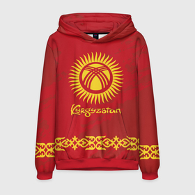 Мужская толстовка 3D с принтом Киргизия в Новосибирске, 100% полиэстер | двухслойный капюшон со шнурком для регулировки, мягкие манжеты на рукавах и по низу толстовки, спереди карман-кенгуру с мягким внутренним слоем. | asia | coat of arms | kyrgyz republics | kyrgyzstan | ornament | state | азия | герб | государство | киргизия | киргизская республика | кыргыз республикасы | кыргызстан | орнамент