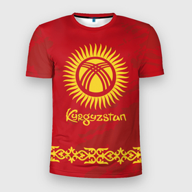 Мужская футболка 3D спортивная с принтом Киргизия , 100% полиэстер с улучшенными характеристиками | приталенный силуэт, круглая горловина, широкие плечи, сужается к линии бедра | asia | coat of arms | kyrgyz republics | kyrgyzstan | ornament | state | азия | герб | государство | киргизия | киргизская республика | кыргыз республикасы | кыргызстан | орнамент