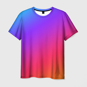 Мужская футболка 3D с принтом Градиент в Кировске, 100% полиэфир | прямой крой, круглый вырез горловины, длина до линии бедер | Тематика изображения на принте: градиент | оранжевый | розовый | синий | фиолетовый