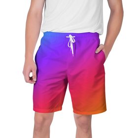 Мужские шорты 3D с принтом Градиент ,  полиэстер 100% | прямой крой, два кармана без застежек по бокам. Мягкая трикотажная резинка на поясе, внутри которой широкие завязки. Длина чуть выше колен | градиент | оранжевый | розовый | синий | фиолетовый