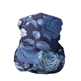 Бандана-труба 3D с принтом Джинса Розы в Новосибирске, 100% полиэстер, ткань с особыми свойствами — Activecool | плотность 150‒180 г/м2; хорошо тянется, но сохраняет форму | Тематика изображения на принте: denim | flowers | jeans | rose | деним | джинса | джинсовый | джинсы | розы | ткань | цветы