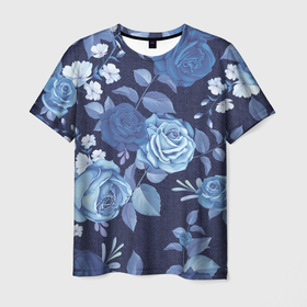 Мужская футболка 3D с принтом Джинса Розы в Белгороде, 100% полиэфир | прямой крой, круглый вырез горловины, длина до линии бедер | denim | flowers | jeans | rose | деним | джинса | джинсовый | джинсы | розы | ткань | цветы