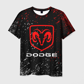 Мужская футболка 3D с принтом DODGE. , 100% полиэфир | прямой крой, круглый вырез горловины, длина до линии бедер | 2020 | auto | dodge | sport | авто | автомобиль | автомобильные | бренд | додж | марка | машины | спорт