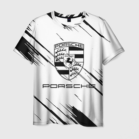 Мужская футболка 3D с принтом PORSCHE. в Санкт-Петербурге, 100% полиэфир | прямой крой, круглый вырез горловины, длина до линии бедер | 2020 | auto | porsche | sport | авто | автомобиль | автомобильные | бренд | марка | машины | порше | спорт