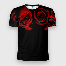 Мужская футболка 3D спортивная с принтом Готика в Белгороде, 100% полиэстер с улучшенными характеристиками | приталенный силуэт, круглая горловина, широкие плечи, сужается к линии бедра | black | flowers | red | rose | rozario | vampire | алые | бутоны | вампир | винтаж | готический | красныерозы | кровь | лепестки | летний | лето | ночь | природа | растения | роза | розочка | розы | рок | темный | узор