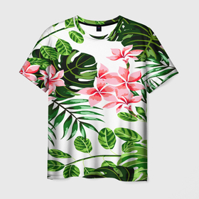 Мужская футболка 3D с принтом ЛЕТО ТЕКСТУРА в Кировске, 100% полиэфир | прямой крой, круглый вырез горловины, длина до линии бедер | summer | tropic | жара | летний | лето | отдых | пальмы | природа | текстура | тропикано | тропики