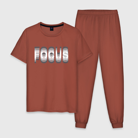 Мужская пижама хлопок с принтом FOCUS в Белгороде, 100% хлопок | брюки и футболка прямого кроя, без карманов, на брюках мягкая резинка на поясе и по низу штанин
 | Тематика изображения на принте: focus | надпись | надпись focus | надпись фокус | расфокусировка | фокус