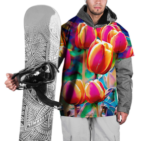 Накидка на куртку 3D с принтом Тюльпаны , 100% полиэстер |  | exclusive merch | аромат | голландия | каникулы | лето | отпуск | популярные | растения | тренды | тюльпаны | цветы