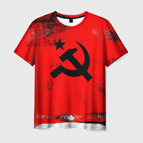 Мужская футболка 3D с принтом СССР в Санкт-Петербурге, 100% полиэфир | прямой крой, круглый вырез горловины, длина до линии бедер | russia | russia sport | народный | народный стиль | россия | россия спорт | русский | спорт | флаг | я русский