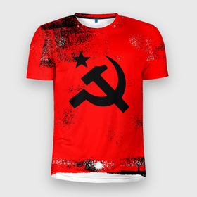 Мужская футболка 3D Slim с принтом СССР в Санкт-Петербурге, 100% полиэстер с улучшенными характеристиками | приталенный силуэт, круглая горловина, широкие плечи, сужается к линии бедра | russia | russia sport | народный | народный стиль | россия | россия спорт | русский | спорт | флаг | я русский