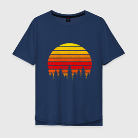 Мужская футболка хлопок Oversize с принтом Закат в Санкт-Петербурге, 100% хлопок | свободный крой, круглый ворот, “спинка” длиннее передней части | exclusive merch | вечер | деревья | закат | лес | лето | популярные | природа | солнце | тренды