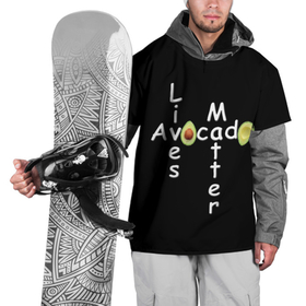 Накидка на куртку 3D с принтом Avocado Lives Matter в Тюмени, 100% полиэстер |  | Тематика изображения на принте: avocado | black lives matter | lives matter | авокадо | авокадо лозунг | авокадо надпись | авокадо прикол | авокадо текст | авокадо юмор