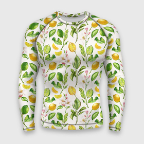 Мужской рашгард 3D с принтом Летний узор лимон ветки листья в Курске,  |  | ботаника | ветки | кислый | летний | лимонад | лимончики | лимоны | листья | паттерн | узор | цветы | цитрусовые