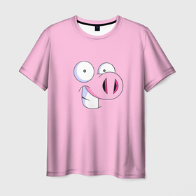 Мужская футболка 3D с принтом Cвинья в Санкт-Петербурге, 100% полиэфир | прямой крой, круглый вырез горловины, длина до линии бедер | Тематика изображения на принте: свинья | улыбка