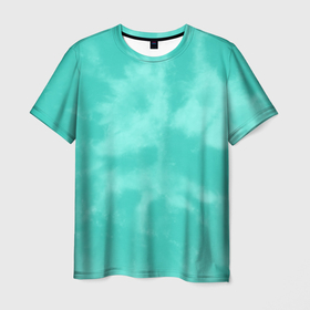 Мужская футболка 3D с принтом Бирюзовый ТАЙ ДАЙ , 100% полиэфир | прямой крой, круглый вырез горловины, длина до линии бедер | summer | tie dye | акварель | бирюзовый тай дай | лето | разноцветная | тай дай | тайдай | яркая