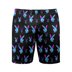 Мужские шорты спортивные с принтом Playboy в Петрозаводске,  |  | playboy | абстракция | зая | заяц | краска | кролик | кролик плейбой | лето | море | неон | отдых | плейбой | плэйбой | пляж | текстура