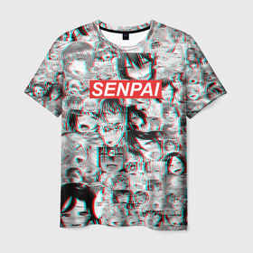 Мужская футболка 3D с принтом SENPAI СЕНПАИ в Екатеринбурге, 100% полиэфир | прямой крой, круглый вырез горловины, длина до линии бедер | ahegao | anime | kawai | kowai | oppai | otaku | senpai | sugoi | waifu | yandere | аниме | ахегао | ковай | культура | отаку | семпай | сенпай | тренд | яндере