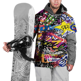 Накидка на куртку 3D с принтом СТИКЕРБОМБИНГ в Санкт-Петербурге, 100% полиэстер |  | Тематика изображения на принте: fashion | sticker bombing | мода | наклейки | стикербомбинг | стикеры | текстура