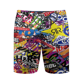 Мужские шорты спортивные с принтом СТИКЕРБОМБИНГ в Белгороде,  |  | fashion | sticker bombing | мода | наклейки | стикербомбинг | стикеры | текстура
