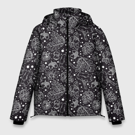 Мужская зимняя куртка 3D с принтом Паттерн Ночной лес в Курске, верх — 100% полиэстер; подкладка — 100% полиэстер; утеплитель — 100% полиэстер | длина ниже бедра, свободный силуэт Оверсайз. Есть воротник-стойка, отстегивающийся капюшон и ветрозащитная планка. 

Боковые карманы с листочкой на кнопках и внутренний карман на молнии. | sollydiz | грибы | дуб | желуди | природа | растения | россия | север | ягоды
