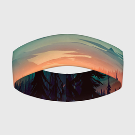 Повязка на голову 3D с принтом Лесной закат в Новосибирске,  |  | деревья | закат | иллюстрация | лес | небо | облака | природа | путешествие | ручей | фон