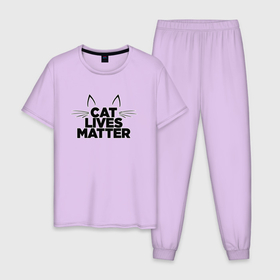 Мужская пижама хлопок с принтом Lives Matter в Курске, 100% хлопок | брюки и футболка прямого кроя, без карманов, на брюках мягкая резинка на поясе и по низу штанин
 | black | lives | matter | важны | жизни | чёрных