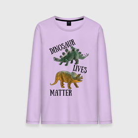 Мужской лонгслив хлопок с принтом Dinosaur Lives Matter в Новосибирске, 100% хлопок |  | Тематика изображения на принте: black lives matter | lives matter | динозавр | динозавры | стегозавр | трицератопс