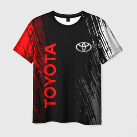 Мужская футболка 3D с принтом TOYOTA. в Санкт-Петербурге, 100% полиэфир | прямой крой, круглый вырез горловины, длина до линии бедер | 2020 | auto | sport | toyota | авто | автомобиль | автомобильные | бренд | марка | машины | спорт | тойота