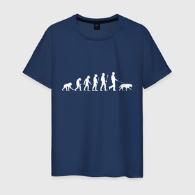 Мужская футболка хлопок с принтом Эволюция. Лабрадор в Белгороде, 100% хлопок | прямой крой, круглый вырез горловины, длина до линии бедер, слегка спущенное плечо. | Тематика изображения на принте: homo sapiens | дарвин | лабрадор | люди | неандерталец | пёс | развитие | собака | собачник | эволюция