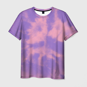 Мужская футболка 3D с принтом Фиолетовый ТАЙ ДАЙ в Новосибирске, 100% полиэфир | прямой крой, круглый вырез горловины, длина до линии бедер | summer | tie dye | акварель | лето | разноцветная | тай дай | тайдай | фиолетовый тай дай | яркая