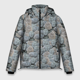 Мужская зимняя куртка 3D с принтом Каменные лица 3D МЕМ 2020 в Кировске, верх — 100% полиэстер; подкладка — 100% полиэстер; утеплитель — 100% полиэстер | длина ниже бедра, свободный силуэт Оверсайз. Есть воротник-стойка, отстегивающийся капюшон и ветрозащитная планка. 

Боковые карманы с листочкой на кнопках и внутренний карман на молнии. | Тематика изображения на принте: my stone. | каменные лица | камни с человеческими лицами | мем