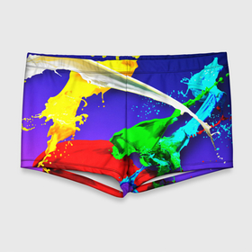 Мужские купальные плавки 3D с принтом НЕОНОВЫЙ КРАСКИ в Тюмени, Полиэстер 85%, Спандекс 15% |  | abstraction | watercolor | абстракция красок | акварель | брызги красок | живопись | краска | потертость красок | размытые краски | текстуры | яркие краски